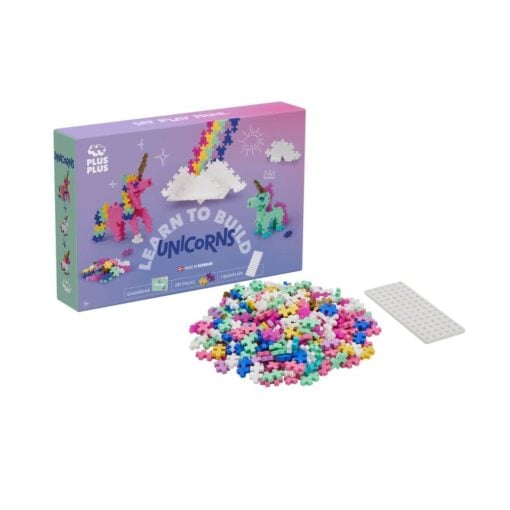 Plus-Plus learn to build unicorn, bouwstenen, bouwspeelgoed, unicorn, eenhoorn, bouwpakket, educatief speelgoed, creatief speelgoed, duurzaam, plus-plus, wonderzolder.nl