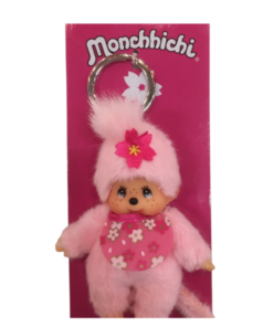 Monchhichi sleutelhanger cherry blossom, sleutelhanger, cherry blossom, roze, pink, monchhichi, wonderzolder.nl