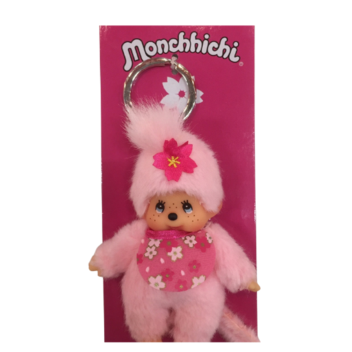 Monchhichi sleutelhanger cherry blossom, sleutelhanger, cherry blossom, roze, pink, monchhichi, wonderzolder.nl
