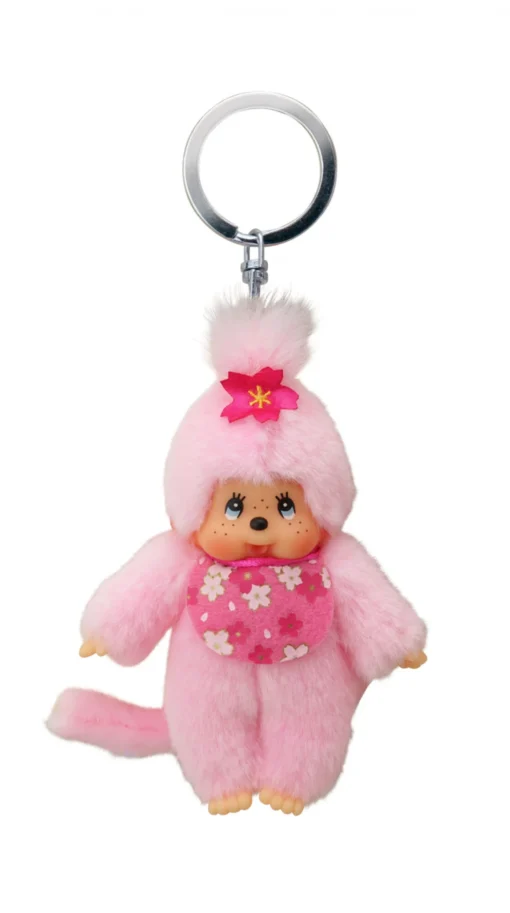 Monchhichi sleutelhanger cherry blossom, sleutelhanger, cherry blossom, roze, pink, monchhichi, wonderzolder.nl