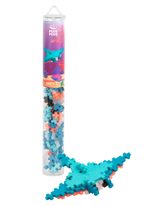 Plus-plus tube manta ray 100 stuks, manta ray, zeedieren, onder water wereld, vis, bouwspeelgoed, 100 stuks, creatief speelgoed, plus-plus, wonderzolder.nl