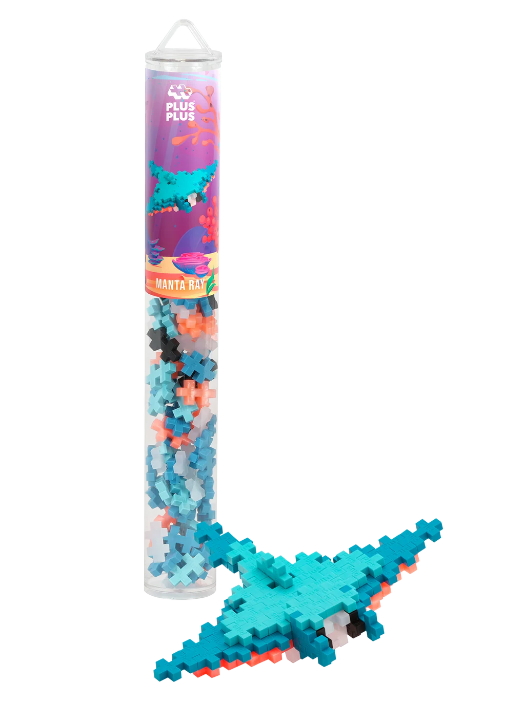 Plus-plus tube manta ray 100 stuks, manta ray, zeedieren, onder water wereld, vis, bouwspeelgoed, 100 stuks, creatief speelgoed, plus-plus, wonderzolder.nl