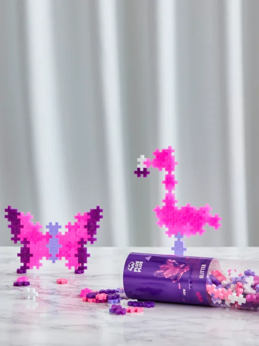 Plus-plus tube glitter 100 stuks, paars, glitter, bouwspeelgoed, 100 stuks, creatief speelgoed, plus-plus, wonderzolder.nl