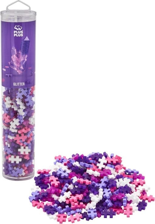 Plus-Plus tube glitter 240 stuks, bouwsteentjes, glitter, paars, purple, bouwen, educatief speelgoed, plus-plus, wonderzolder.nl
