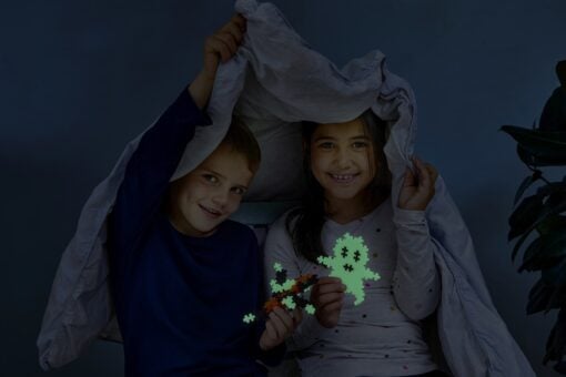 Plus-Plus tube glow 240 stuks, bouwsteentjes, glow in de dark, bouwen, educatief speelgoed, plus-plus, wonderzolder.nl