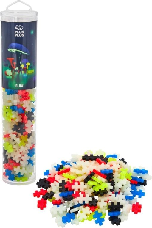 Plus-Plus tube glow 240 stuks, bouwsteentjes, glow in de dark, bouwen, educatief speelgoed, plus-plus, wonderzolder.nl