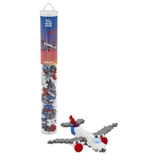 Plus-plus tube vliegtuig 100 stuks, vliegtuig, transport, bouwspeelgoed, 100 stuks, creatief speelgoed, plus-plus, wonderzolder.nl
