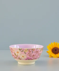 RICE kom Daisy Retro Pink, melamine, servies, kom, kinderservies, daisy retro pink, rice, wonderzolder.nl