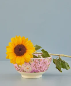 RICE kom Daisy Retro Pink, melamine, servies, kom, kinderservies, daisy retro pink, rice, wonderzolder.nl