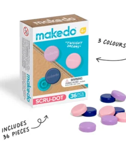Makedo scru dot, twilight dreams, roze, paars, lila, bouwen, educatief speelgoed, karton, recycle, makedo, kindergereedschap, wonderzolder.nl