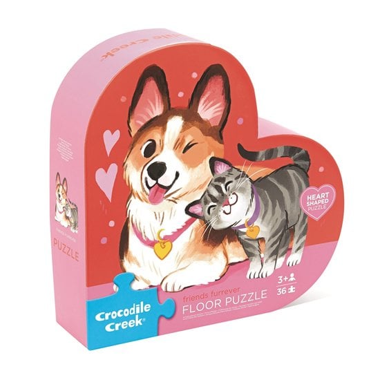 Crocodile Creek puzzel Friends Fur Ever, 36 stukjes, vloerpuzzel, legpuzzel, kinderpuzzel, hond, poes, duurzaam, crocodile creek, wonderzolder.nl