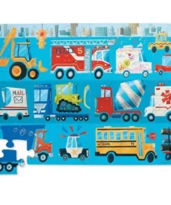 Crocodile Creek puzzel voertuigen, 36 stukjes, vloerpuzzel, legpuzzel, puzzel, kinderpuzzel, voertuigen, brandweer, hulpdiensten, crocodile creek, wonderzolder.nl