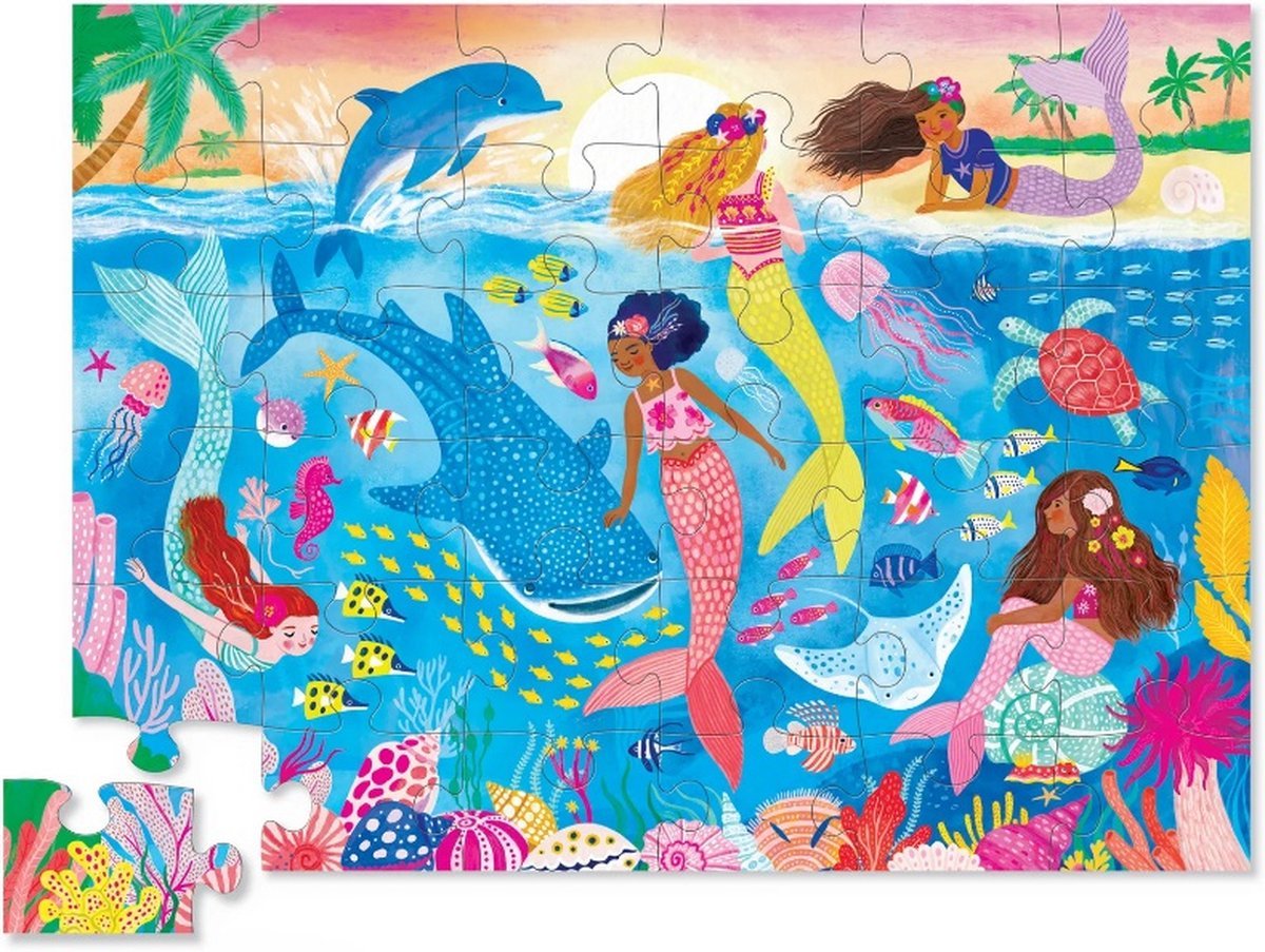 Crocodile Creek puzzel Zeemeermin Dromen, 36 stukjes, vloerpuzzel, legpuzzel, kinderpuzzel, mermaid, zeemeermin, duurzaam, crocodile creek, wonderzolder.nl
