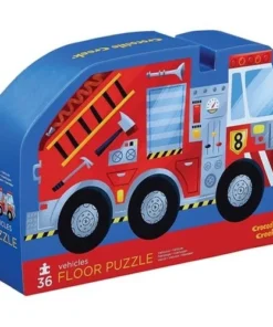 Crocodile Creek puzzel voertuigen, 36 stukjes, vloerpuzzel, legpuzzel, puzzel, kinderpuzzel, voertuigen, brandweer, hulpdiensten, crocodile creek, wonderzolder.nl