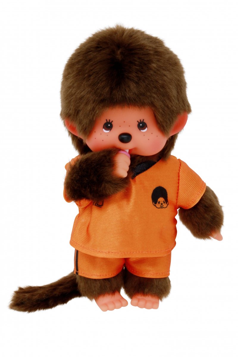 Monchhichi jongen voetbal, monchhichi, aapje, voetbal, jongen, oranje, nederlands elftal, wonderzolder.nl