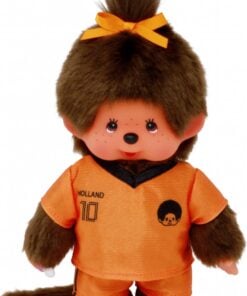 Monchhichi meisje voetbal, monchhichi, aapje, voetbal, meisje, oranje, nederlands elftal, wonderzolder.nl