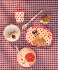 RICE plate hearts red, melamine, kinderservies, plate, small, servies, hearts, hartjes, red, rood, rice, wonderzolder.nl
