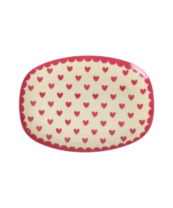 RICE plate hearts red, melamine, kinderservies, plate, small, servies, hearts, hartjes, red, rood, rice, wonderzolder.nl