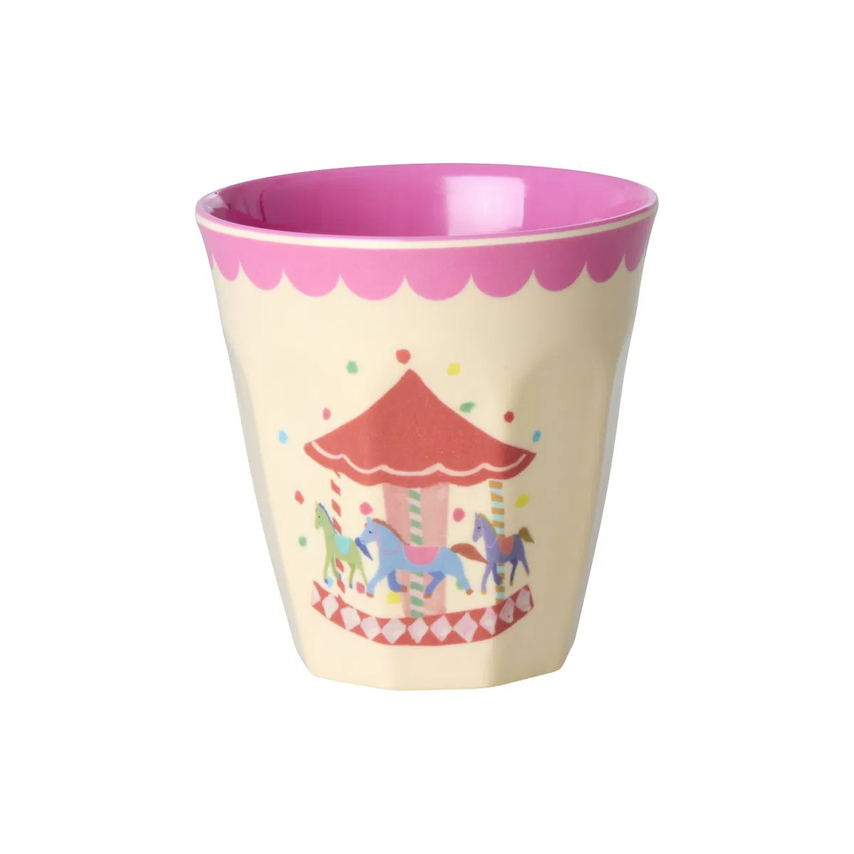 Rice beker Fun Fair Go Around small, melamine, kinderbeker, beker, fun fair pink, go around, bekerset, rice, wonderzolder.nl