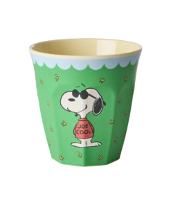 RICE beker Snoopy Green, melamine, kinderbeker, beker, snoopy, peanuts, medium cup, green, groen, rice, wonderzolder.nl