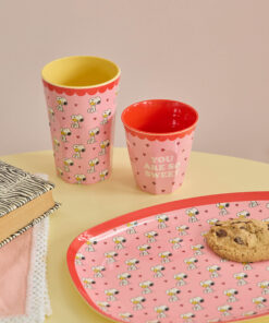 RICE beker Snoopy Pink Large, melamine, kinderbeker, beker, snoopy, peanuts, large cup, pink, roze, rice, wonderzolder.nl