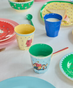 RICE beker Snoopy Soft Blue, melamine, kinderbeker, beker, snoopy, peanuts, medium cup, soft blue, blauw, rice, wonderzolder.nl