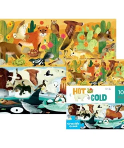 Crocodile Creek tegenstellingen puzzel warmte dieren en kou dieren, tegenstellingen, warmte, koude, dieren, vloerpuzzel, 100 stukjes, crocodile creek, wonderzolder.nl