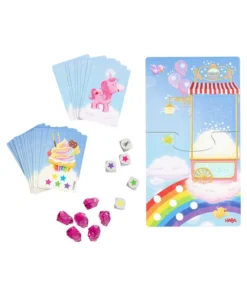 Haba Eenhoorn Flonkerglans magisch dobbelplezier, eenhoorn, flonkerglans, dobbelspel, unicorn, gezelschapsspel, familiespel, haba, wonderzolder.nl