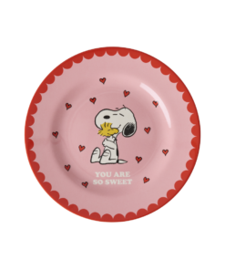 RICE bord Snoopy Pink, melamine, bord, kinderbord, kinderservies, Peanuts, Snoopy, pink, roze, rice, wonderzolder.nl