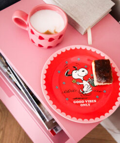 RICE bord Snoopy Red, melamine, bord, kinderbord, kinderservies, Peanuts, Snoopy, Red, rood, rice, wonderzolder.nl