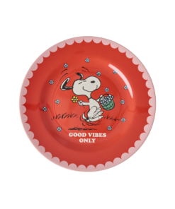 RICE bord Snoopy Red, melamine, bord, kinderbord, kinderservies, Peanuts, Snoopy, Red, rood, rice, wonderzolder.nl