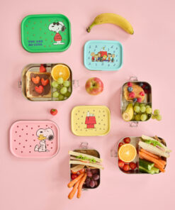 RICE lunchbox Snoopy Green, lunchbox, large, rvs lunchbox, rvs broodtrommel, broodtrommel. snoopy, green, groen, rice, wonderzolder.nl