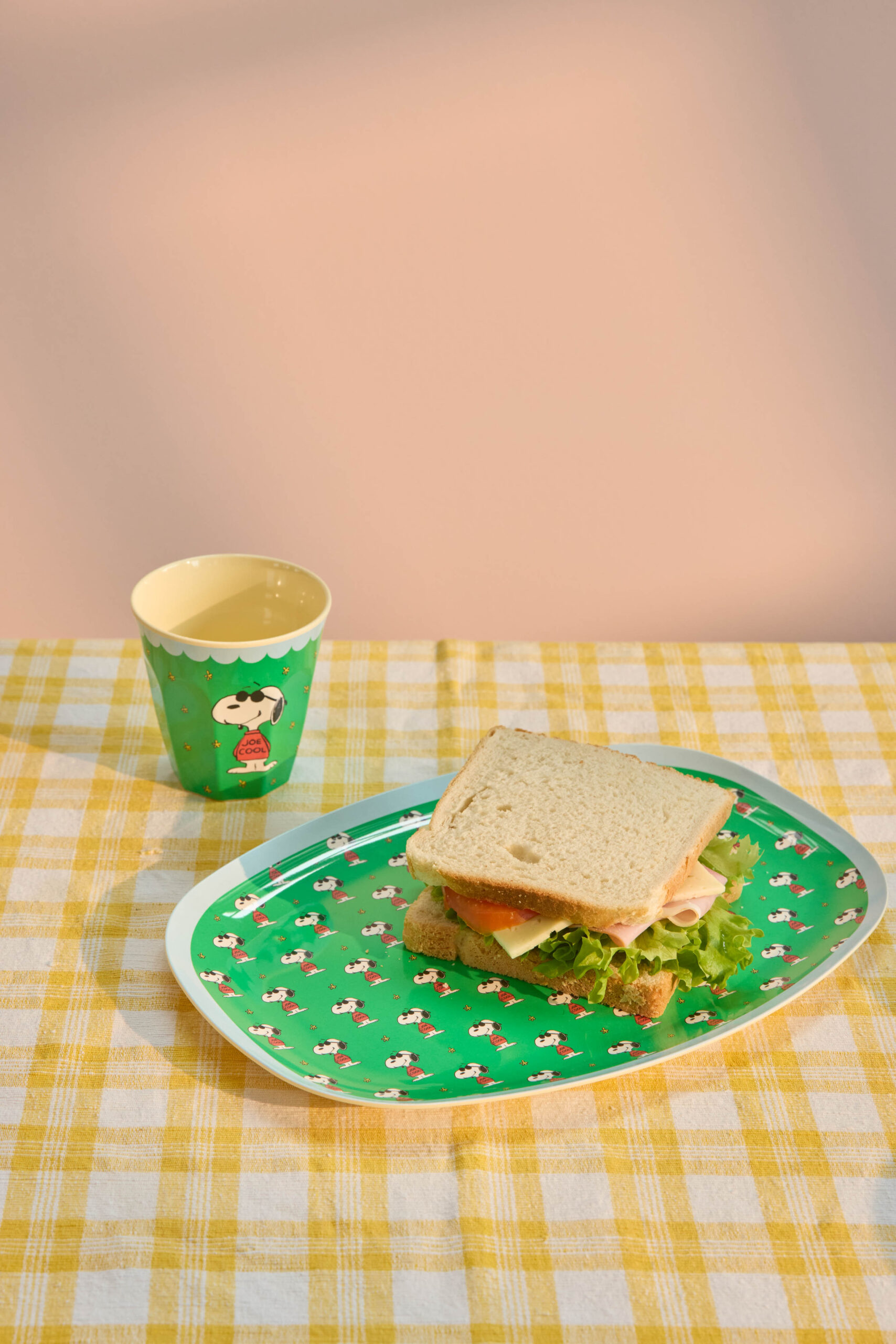 RICE plate Snoopy Green, plate, bord, melamine, servies, Snoopy, Peanuts, Green, groen, rice, wonderzolder.nl