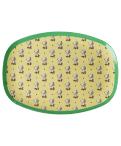 RICE plate Snoopy Yellow, plate, bord, melamine, servies, Snoopy, Peanuts, Yellow, geel, rice, wonderzolder.nl