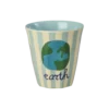 RICE beker ABC Earth, small cup, kleine beker, kinderbeker, melamine, kinderservies, earth, RICE, wonderzolder.nl