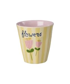 RICE beker ABC Flowers, small cup, kleine beker, kinderbeker, melamine, kinderservies, flowers, RICE, wonderzolder.nl