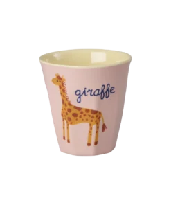 RICE beker ABC Giraffe, small cup, kleine beker, kinderbeker, melamine, kinderservies, giraffe, RICE, wonderzolder.nl