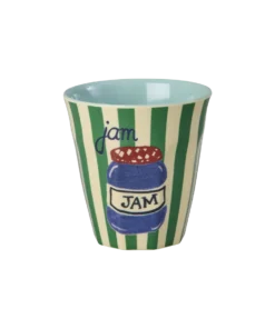 RICE beker ABC Jam Blue, small cup, kleine beker, kinderbeker, melamine, kinderservies, jam, RICE, wonderzolder.nl