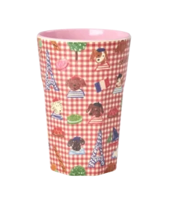 RICE beker Red Kids in Paris large, melamine, beker, large cup, servies, kinderbeker, blue kids in paris, parijs, rood, red, rice, wonderzolder.nl