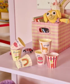 RICE bekerset ABC pink, small cups, melamine, kleine bekers, kinderservies, kinderbekers, roze, ABC, Pink, RICE, wonderzolder.nl