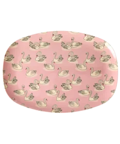 RICE plate Swan in Paris, plate, bord, melamine, swan in paris, zwaantjes, roze, pink, rice, wonderzolder.nl