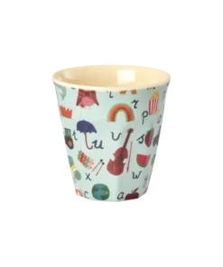 RICE beker ABC Blue small, melamine, kinderservies, kinderbeker, small cup, abc, blue, blauw, rice, wonderzolder.nl
