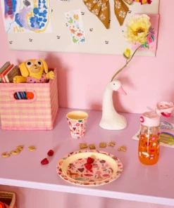 RICE beker ABC Pink small, melamine, kinderservies, kinderbeker, small cup, abc, pink, roze, rice, wonderzolder.nl