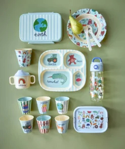 RICE bestek ABC Blue, bestek, lepel, vork, melamine, ABC, blue, blauw, kinderservies, rice, wonderzolder.nl