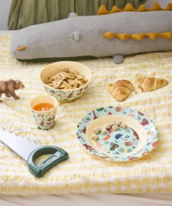 RICE diep kinderbord ABC Blue, melamine, kinderservies, diep bord, kinderbord, ABC blue, blauw, ABC, rice, wonderzolder.nl