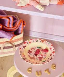 RICE diep kinderbord ABC Pink, melamine, kinderservies, diep bord, kinderbord, ABC pink, roze, ABC, rice, wonderzolder.nl