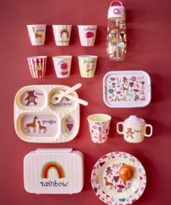 RICE diep kinderbord ABC Pink, melamine, kinderservies, diep bord, kinderbord, ABC pink, roze, ABC, rice, wonderzolder.nl