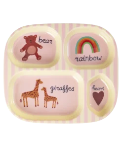 RICE kinderbord met vakken ABC Pink, melamine, kinderbord, bord, bord met vakken, roze, ABC Pink, rice, wonderzolder.nl