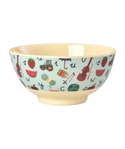 RICE kom ABC Blue, melamine, kinderservies, kom, bowl medium, ABC Blue, blauw, ABC, rice, wonderzolder.nl