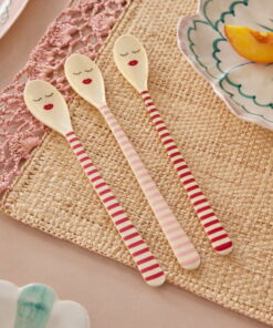 RICE Latte Macchiato Lepels Pink Red Striped, melamine, lepels, lange lepels, rood, roze, gestreept, latte macchiato, rice, wonderzolder.nl